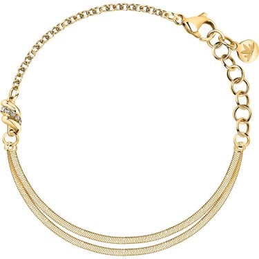Morellato Torchon Crystal Snake Chain Gold Tone Bracelet 15-19cm 