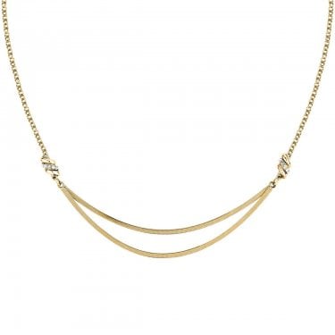 Morellato Torchon Crystal Snake Chain Gold Tone Necklace 40-42cm 
