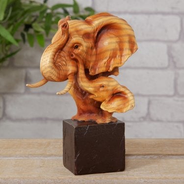 Naturecraft Elephants Wood Effect Resin Figurine 16cm x 11.5cm x 11cm 