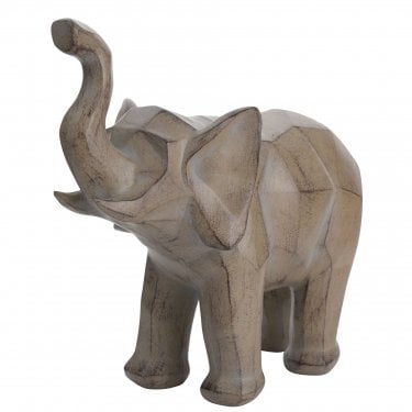 Naturecraft Playful Elephant Geometric Effect Resin Figurine 22.4cm x 23.9cm x 9.9cm  