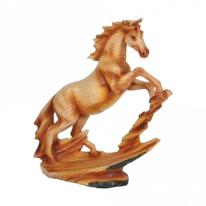 Naturecraft  Rearing Horse Wood Effect Resin Figurine 23cm x 20cm x 7.5cm 