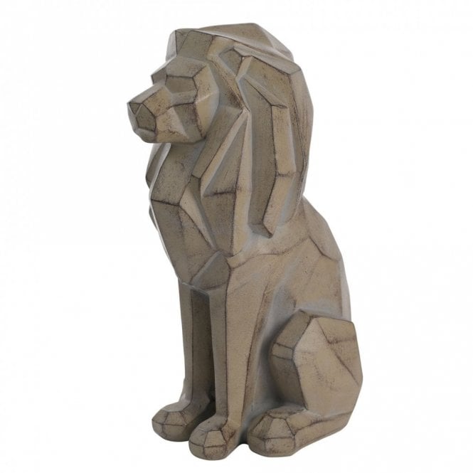 Naturecraft  Sitting Lion Geometric Effect Resin Figurine 26.1cm x 14cm x 14.3cm  