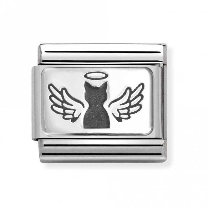 Nomination  Angel Cat Silver Shine Charm