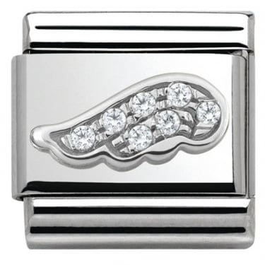 Nomination Angel Wing CZ Stone Set Silver Shine
