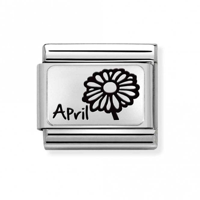 Nomination  April Flower Plate Silver Shine Charm