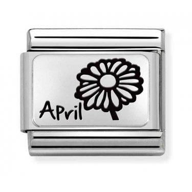 Nomination April Flower Plate Silver Shine Charm