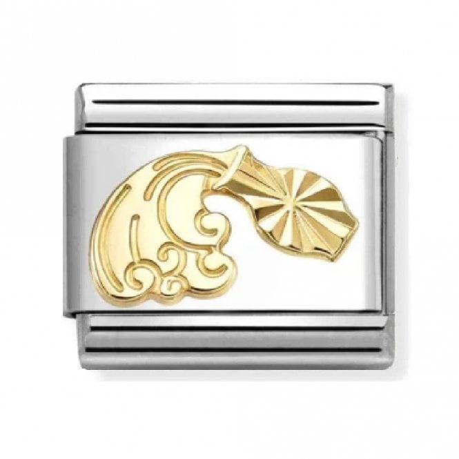 Nomination  Aquarius Zodiac Etched Yellow Gold Charm