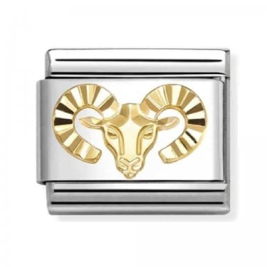 Nomination Aries Zodiac Etched Yellow Gold Charm