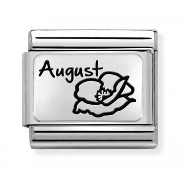 Nomination August Flower Plate Silver Shine Charm