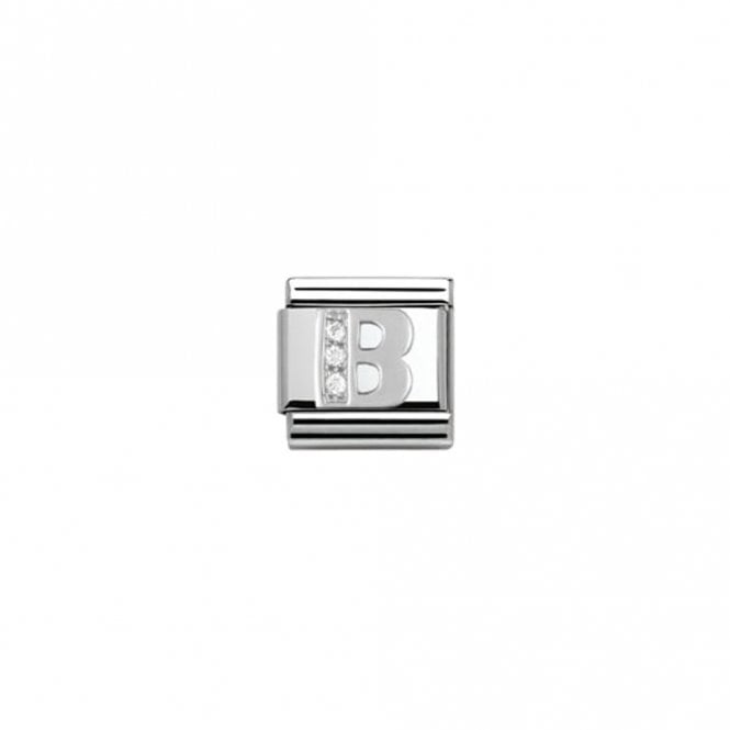 Nomination  B Initial Silver Shine Charm