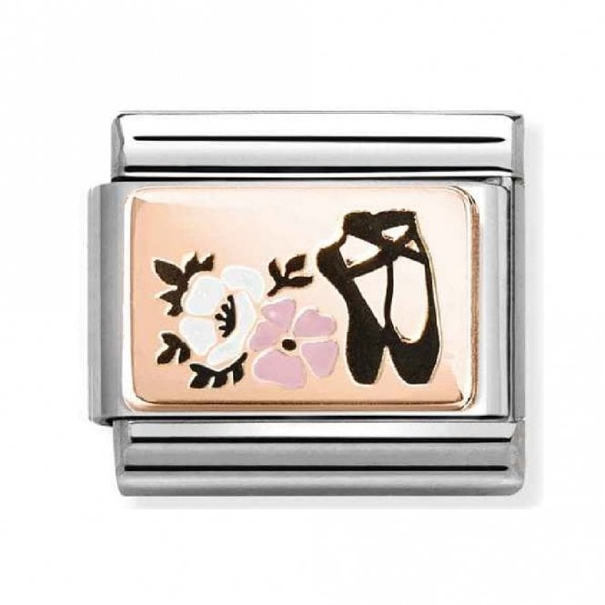 Nomination  Ballet Shoes with Flowers Rose Gold Charm