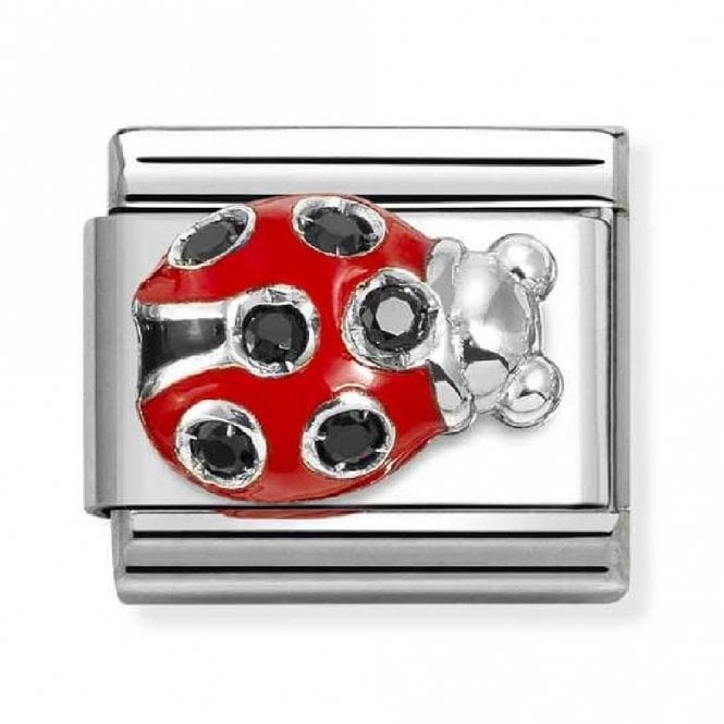 Nomination  Black CZ Ladybird Silver Shine Charm 