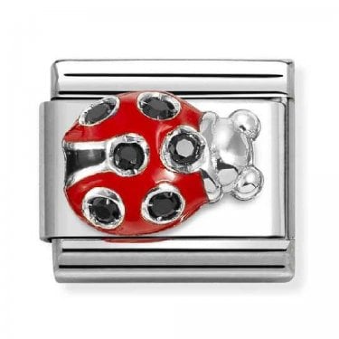Nomination Black CZ Ladybird Silver Shine Charm 