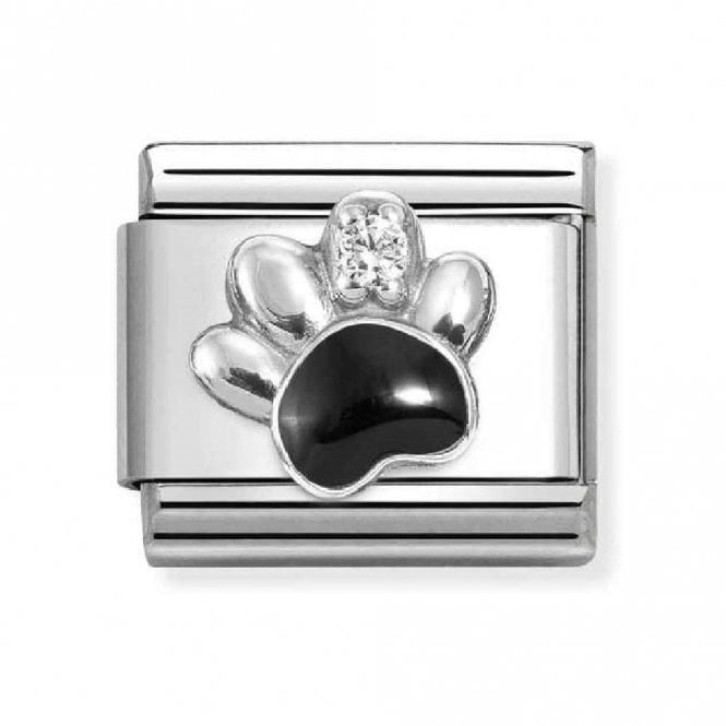 Nomination  Black & CZ Paw Print Silver Shine Charm