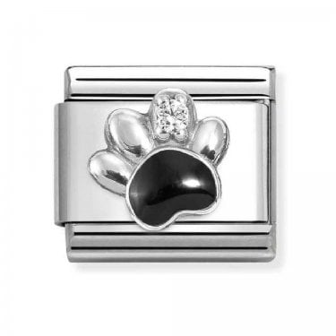 Nomination Black & CZ Paw Print Silver Shine Charm
