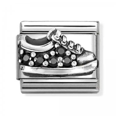 Nomination Black CZ Trainer Silver Shine Charm