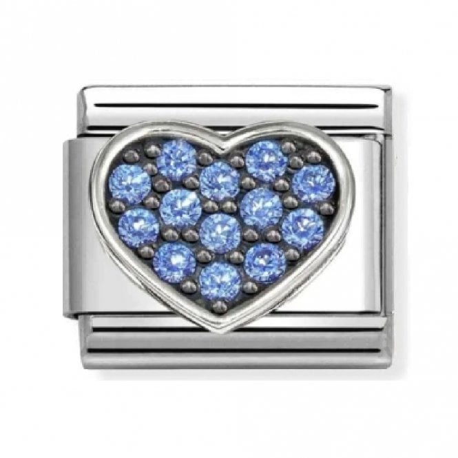 Nomination  Blue CZ Heart Silver Shine Charm