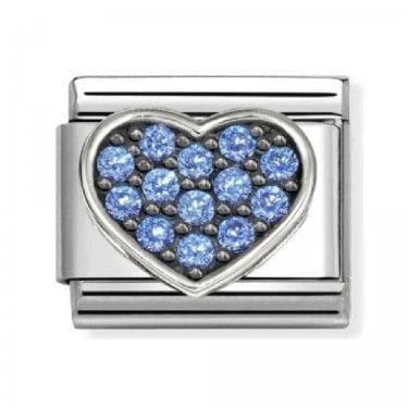 Nomination Blue CZ Heart Silver Shine Charm