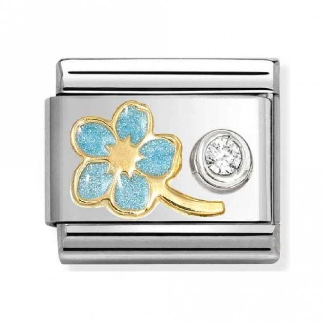 Nomination  Blue Flower with CZ Gold & Silver Charm
