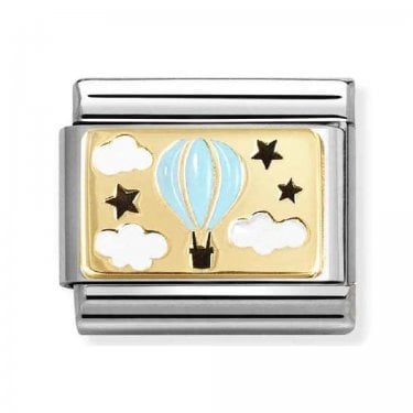 Nomination Blue Hot Air Balloon Yellow Gold Charm