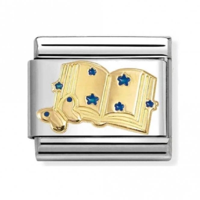 Nomination  Blue Stars Book Yellow Gold Charm