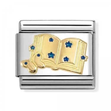 Nomination Blue Stars Book Yellow Gold Charm