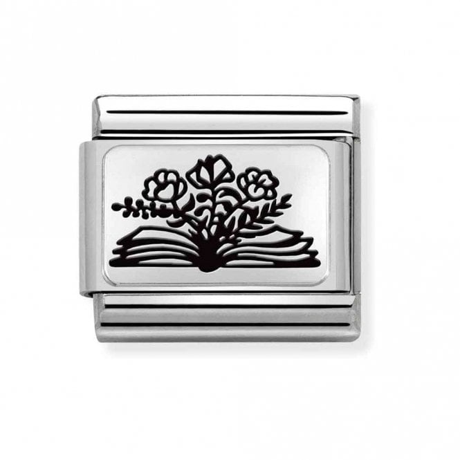 Nomination  Book Flowers Silver Shine Charm