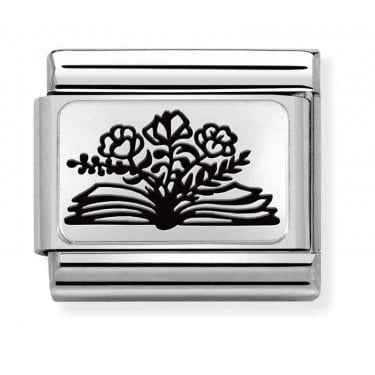 Nomination Book Flowers Silver Shine Charm