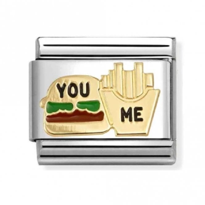 Nomination  Burger and Fries Yellow Gold Charm