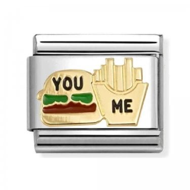 Nomination Burger and Fries Yellow Gold Charm