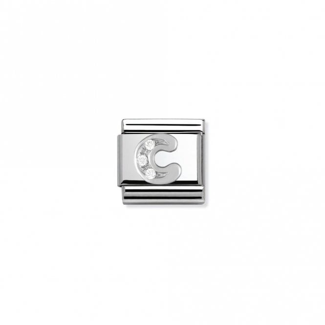 Nomination  C Initial Silver Shine Charm