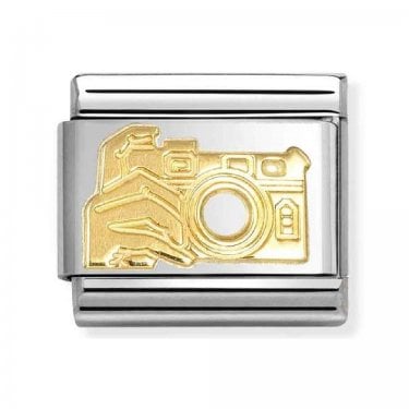 Nomination Camera with Hand Yellow Gold Charm