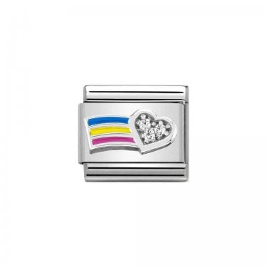 Nomination Celebrate Every Day Rainbow with CZ Heart Silver Shine