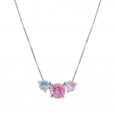 Nomination Colour Wave Trilogy Coloured CZ Sterling Silver Necklace 1.8x0.7cm, 40-46cm