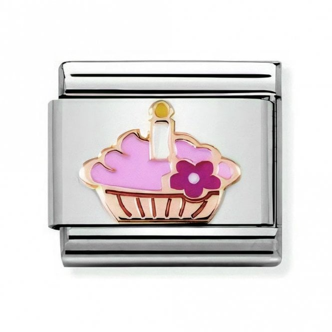 Nomination  Cupcake with Candle Rose Gold Charm