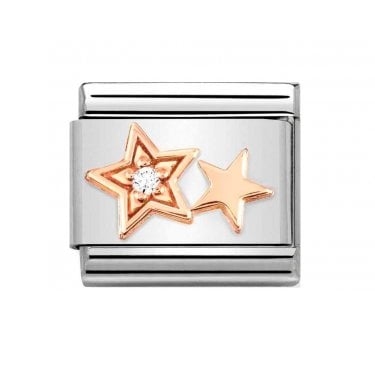 Nomination CZ Double Star Rose Gold Charm