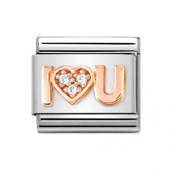 Nomination  CZ I Heart You Rose Gold Charm