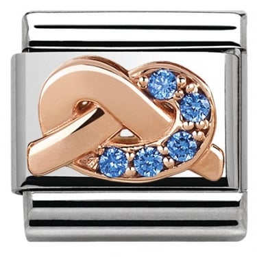 Nomination CZ Light Blue Knot Rose Gold 