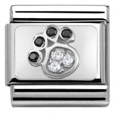Nomination CZ Paw with Black Toes Silver Shine