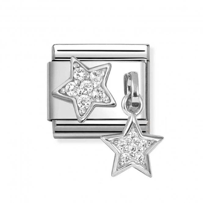 Nomination  CZ Star with Hanging CZ Star Silver Shine Charm