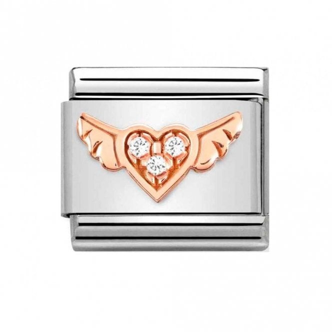 Nomination  CZ Winged Heart Rose Gold Charm