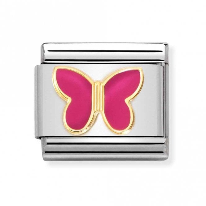 Nomination  Dark Pink Butterfly Yellow Gold Charm
