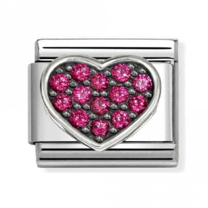 Nomination  Dark Pink CZ Heart Silver Shine Charm