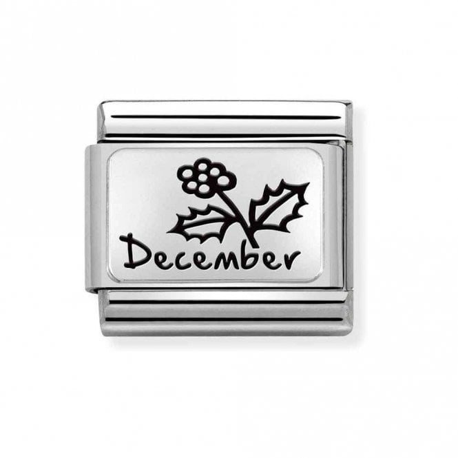 Nomination  December Flower Plate Silver Shine Charm