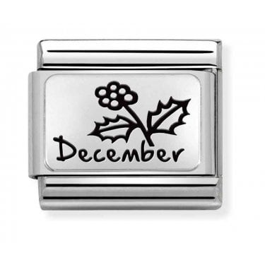 Nomination December Flower Plate Silver Shine Charm