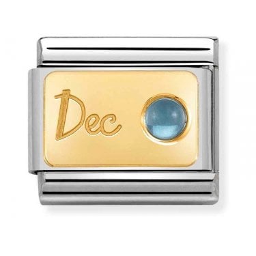 Nomination December Light Blue Topaz Yellow Gold Charm
