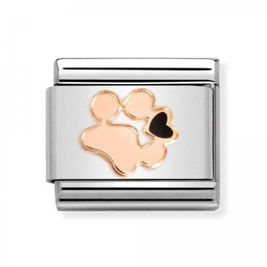 Nomination Dog Pawprint Rose Gold Charm