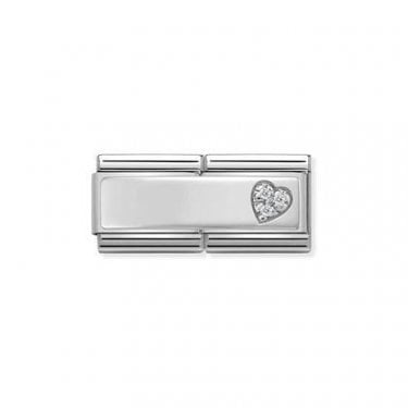 Nomination Double CZ Heart Charm Silver Shine