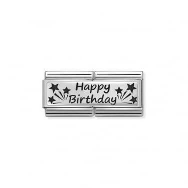Nomination Double Happy Birthday Silver Shine Charm