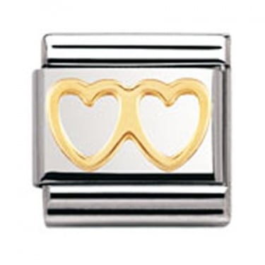 Nomination Double Heart Yellow Gold 